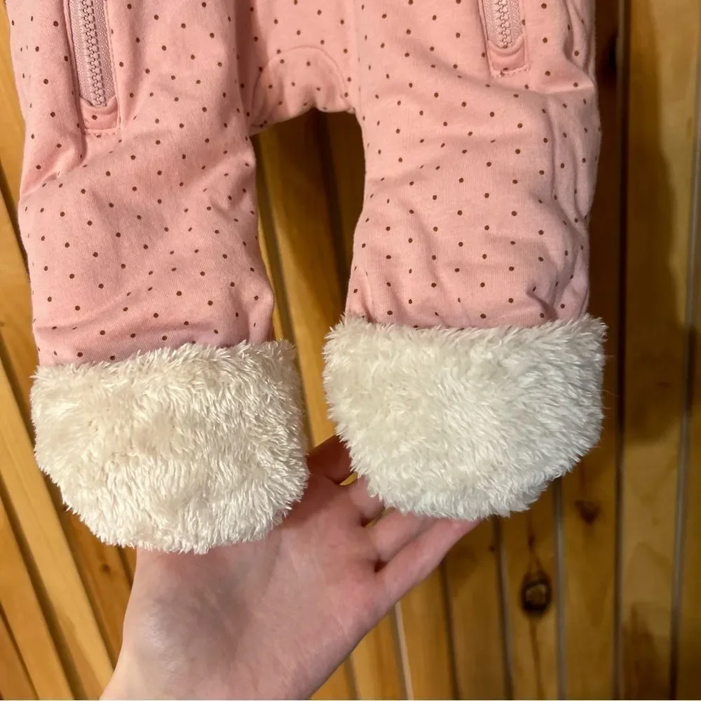 Gap Baby Sherpa Fleece Bear One Piece Double Zip Pink Size 0-3 Months Winter